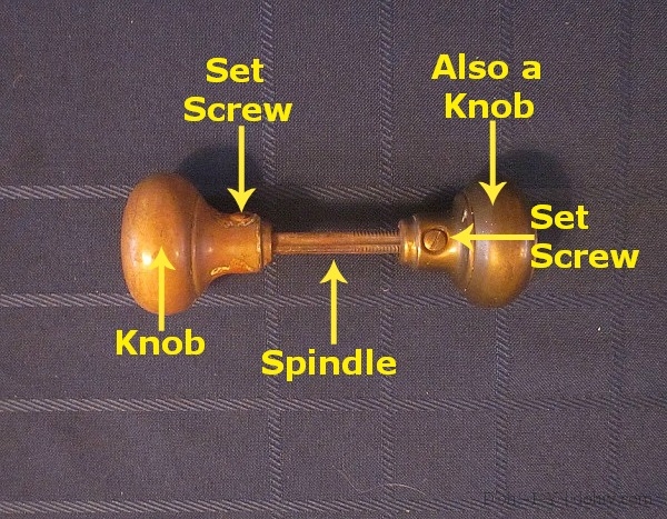 basic square non threaded shaft for door knobs with 2 brass for attaching knobs