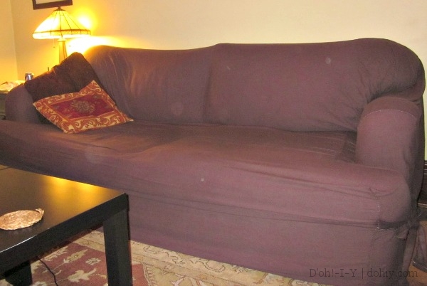 Sofa with Brown Slipcover